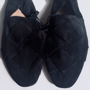 👌🏼Zara NWT Black Woven Suede Loafer/Slipper 8